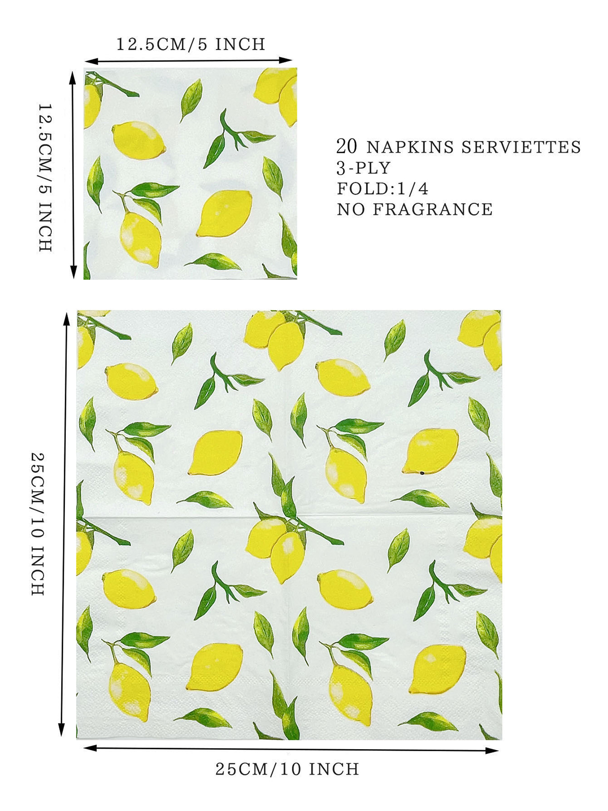 Disposable Lemon Cocktail Beverage Printing Paper Napkins,Dessert Napkin For Birthday Parties,Events