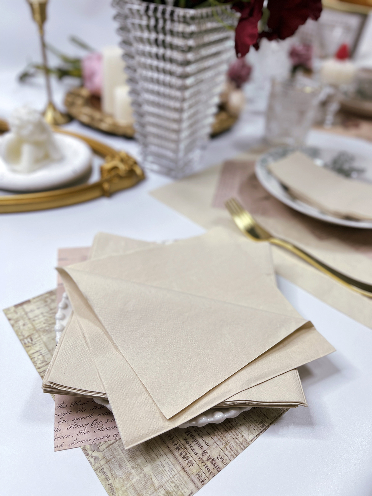 Biodegradable Unbleached Bamboo Paper Napkins,Soft Hand Towels  For Bathroom, Kitchen, Wedding, Dinner