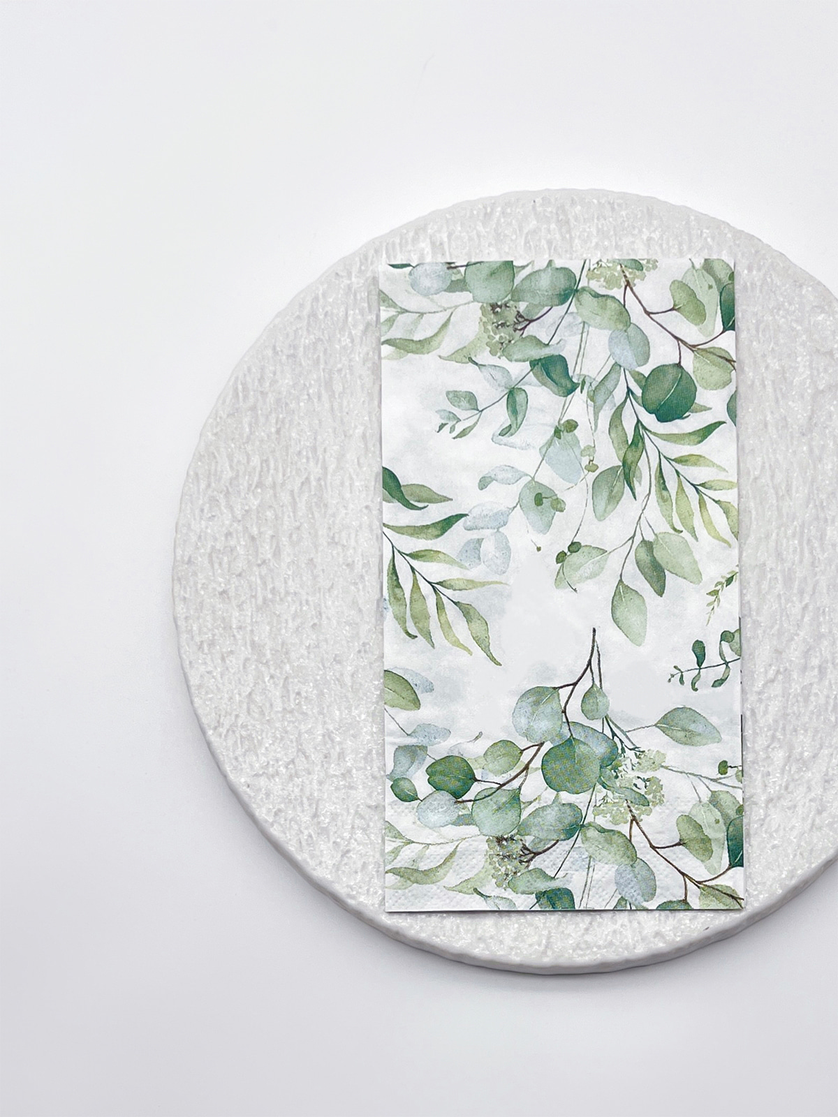 Disposable Eucalyptus Paper Napkins, Green Leaves  Paper Guest Towels