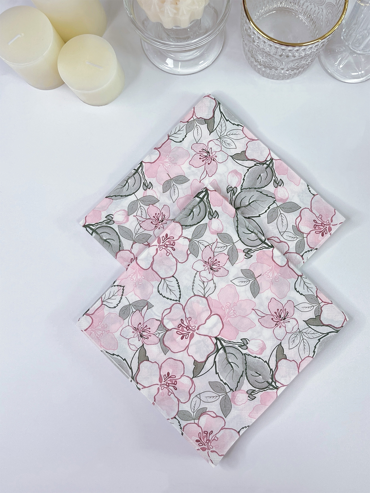 Spring Blossom Pink Floral Printing Colorful Paper Napkins