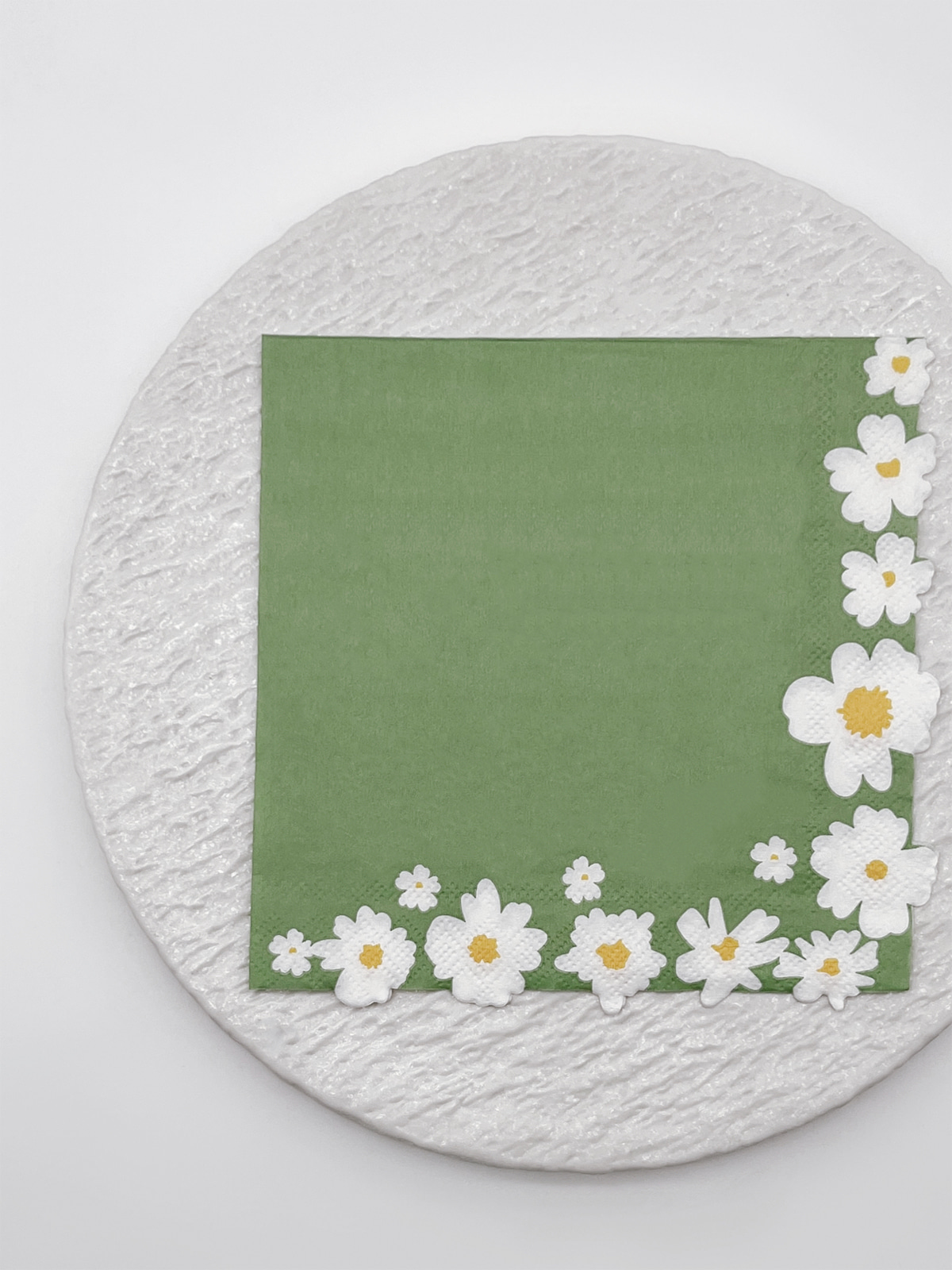 Spring Floral Edge Cutting Paper Napkins,Special Shaped Luncheon Paper Guest Towels,Green And Blue