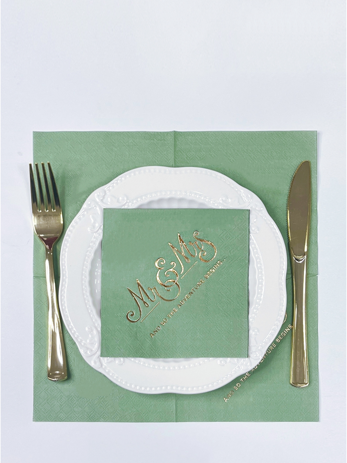 Cocktail Paper Napkins With Gold Mr&Mrs, Cocktail Beverage Napkins For Wedding,Bridal Shower, Tableware Party Supplies