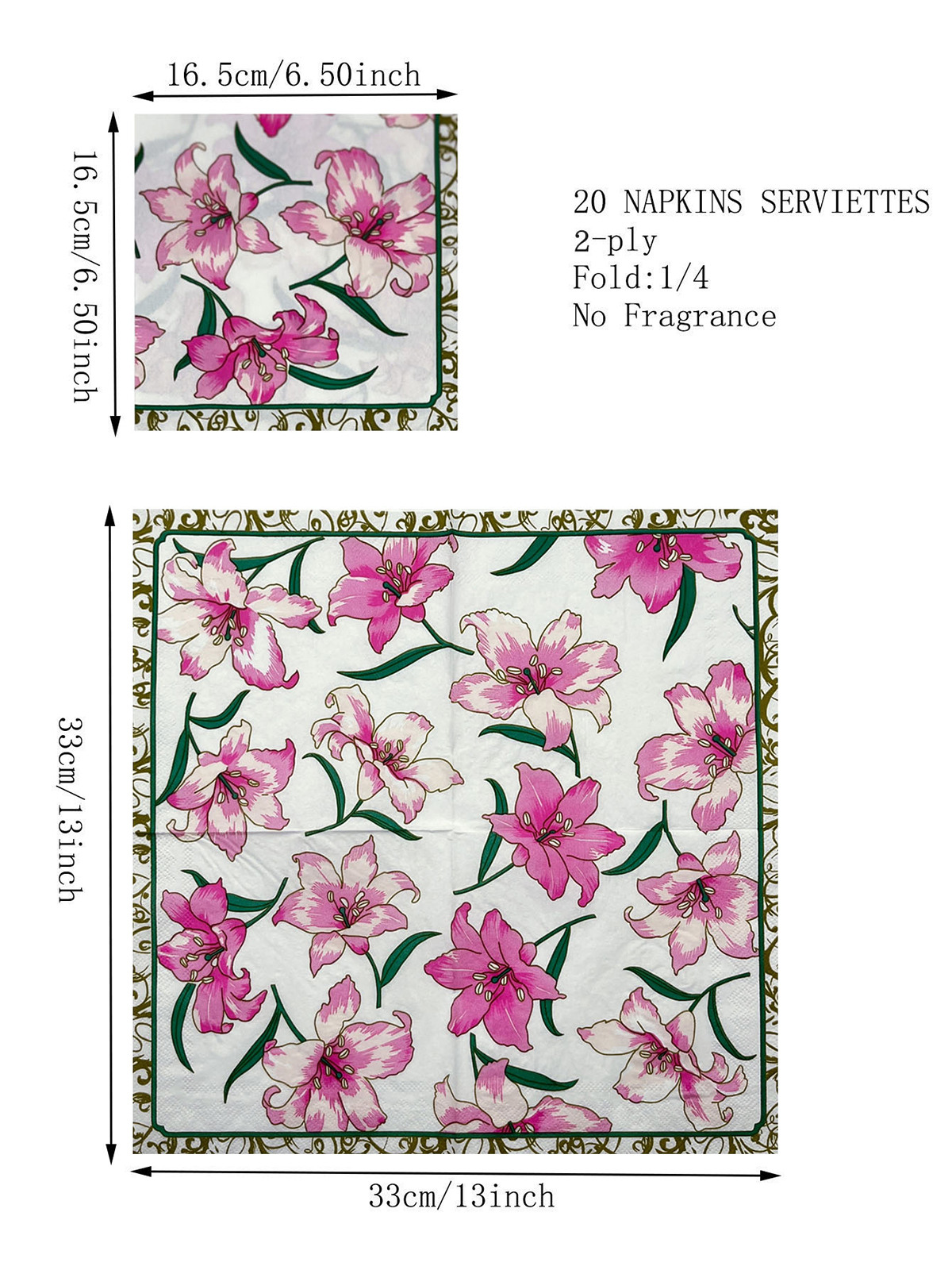 Spring Lily Floral Party Paper Napkins