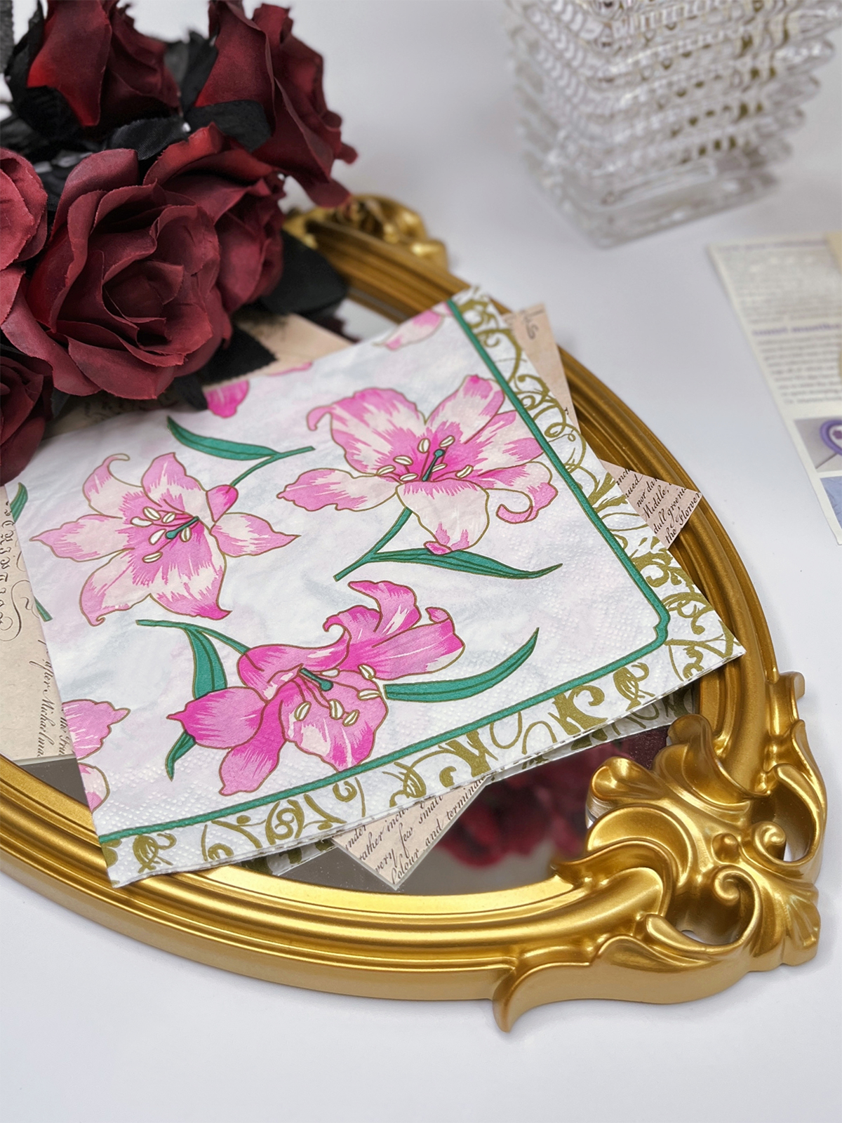 Spring Lily Floral Party Paper Napkins