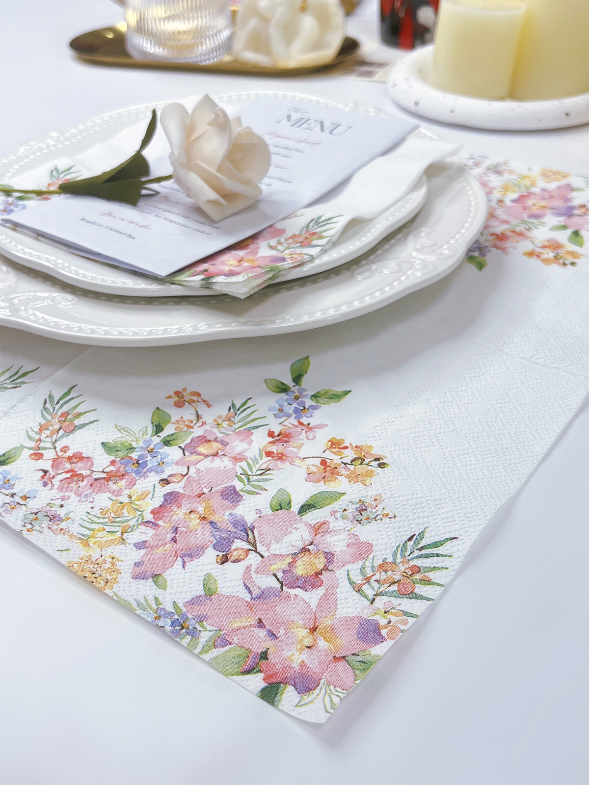 Spring Bright Floral Printing Colorful Paper Napkins