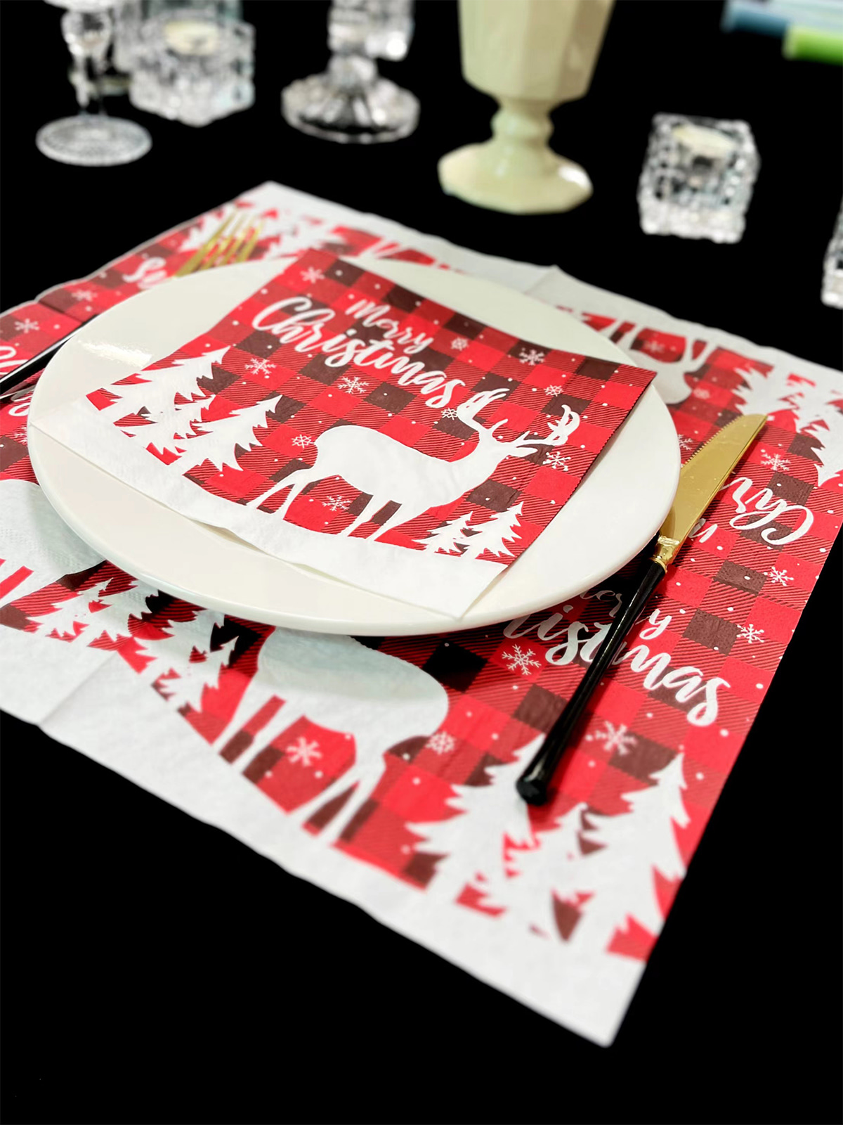 Red Christmas Decorative Paper Napkins, Napkins Paper For Decoupage