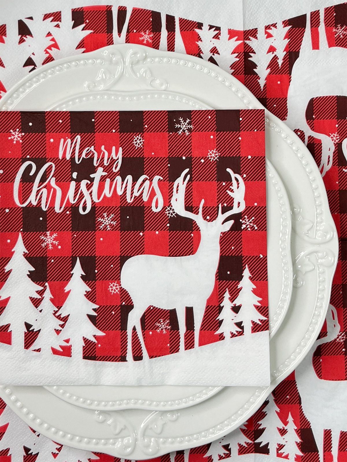 Red Christmas Decorative Paper Napkins, Napkins Paper For Decoupage