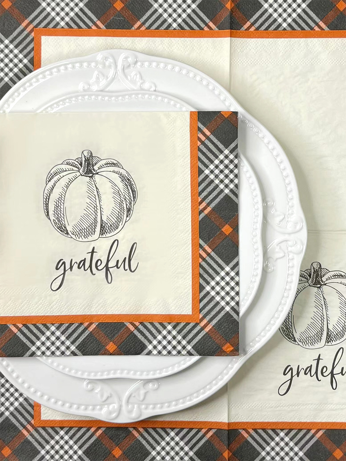 Thanksgiving Grateful Pumpkin Dinner Party Napkins