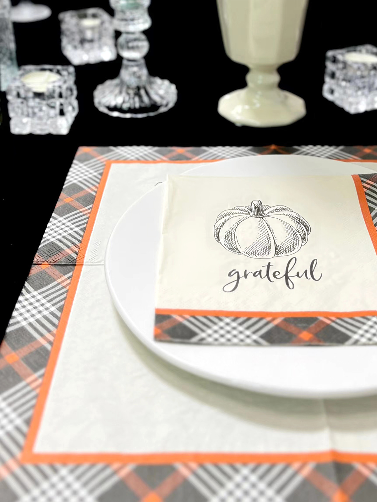 Thanksgiving Grateful Pumpkin Dinner Party Napkins