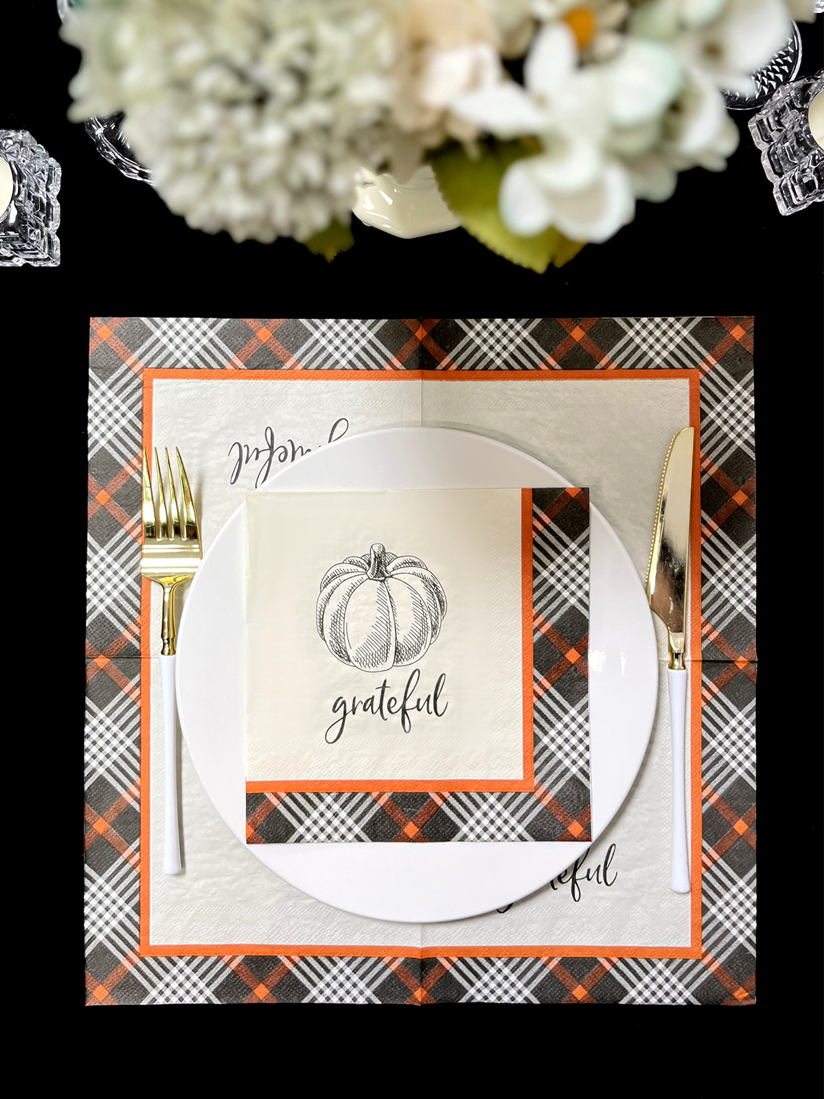 Thanksgiving Grateful Pumpkin Dinner Party Napkins