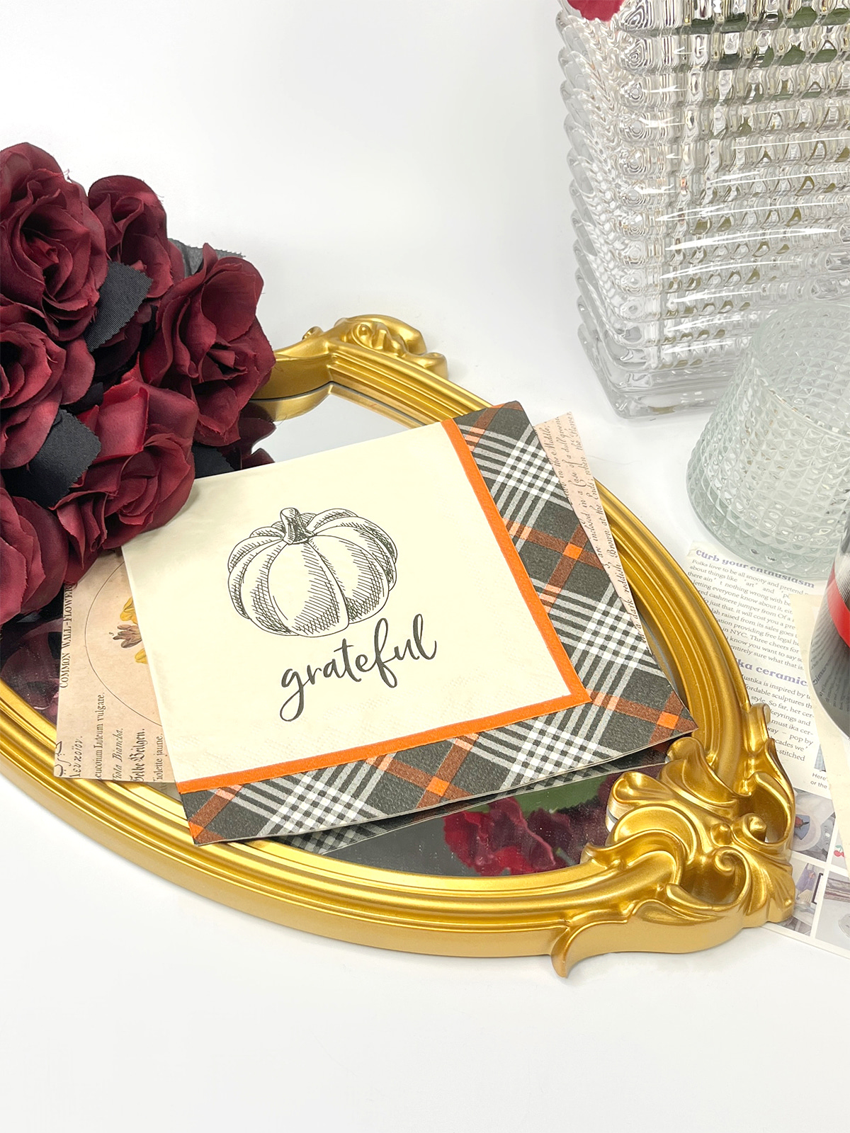 Thanksgiving Grateful Pumpkin Dinner Party Napkins