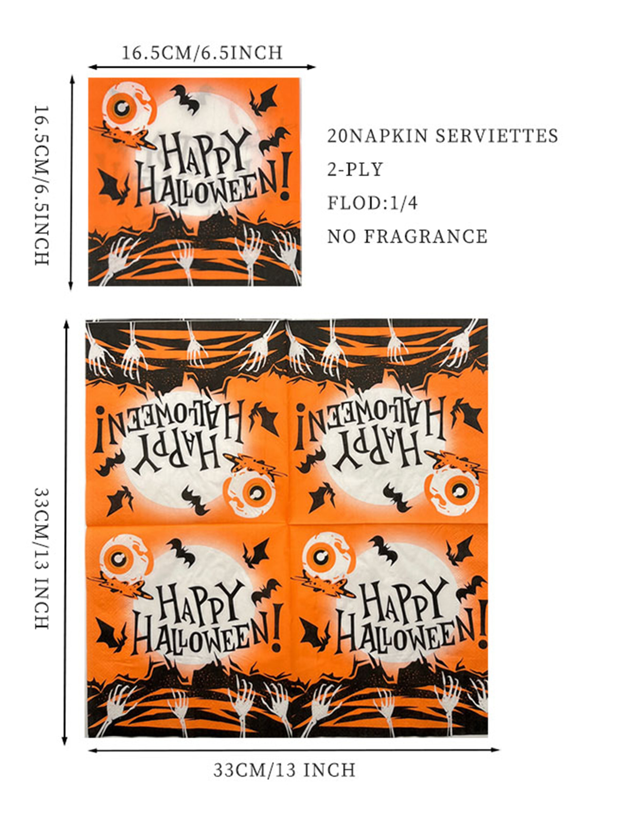 Happy Halloween Napkins, Disposable Paper Napkins Bats Decorations Dinner Napkin For Halloween