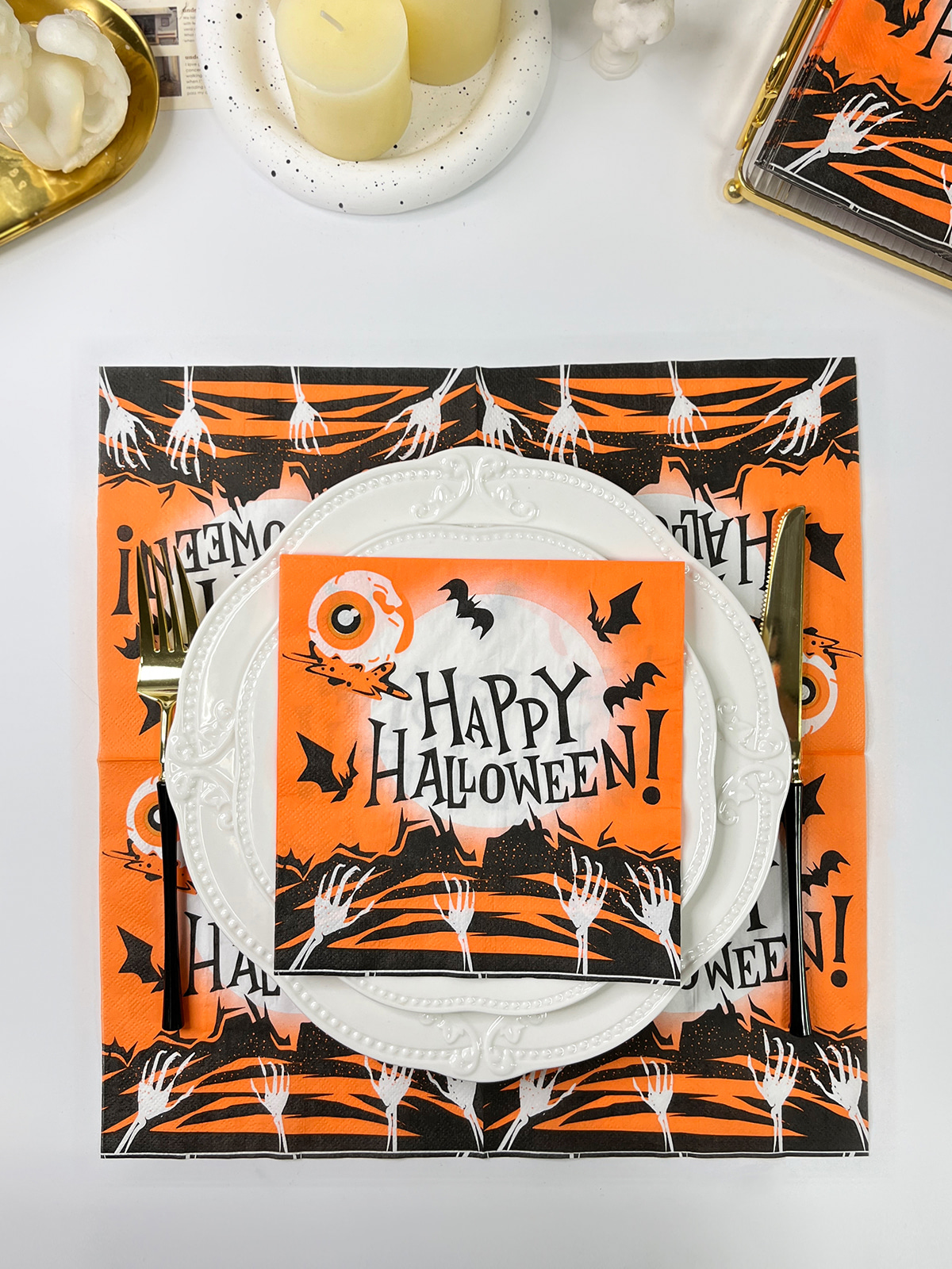 Happy Halloween Napkins, Disposable Paper Napkins Bats Decorations Dinner Napkin For Halloween