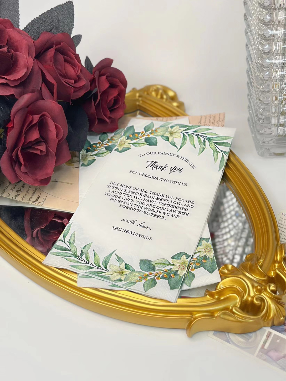 Wedding Paper Napkins,Eucalyptus Leaf Printing Paper Guest Towels For Dinner 