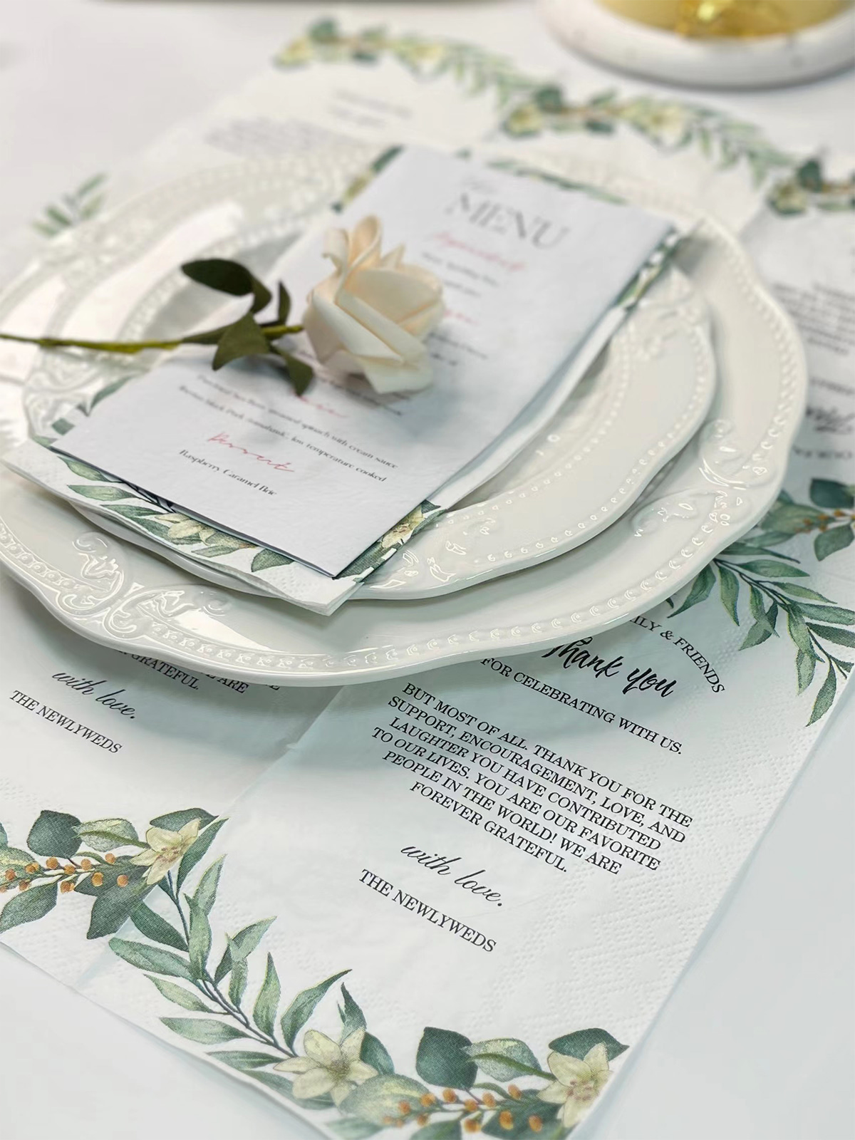 Wedding Paper Napkins,Eucalyptus Leaf Printing Paper Guest Towels For Dinner 