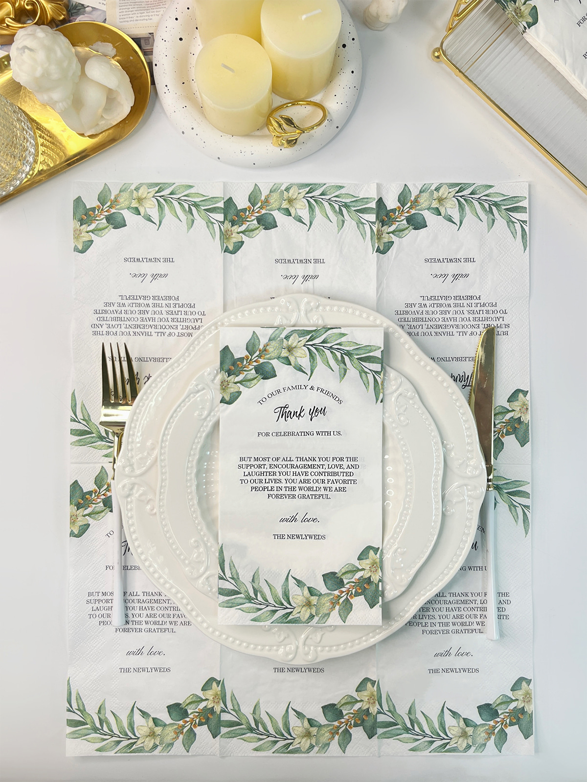 Wedding Paper Napkins,Eucalyptus Leaf Printing Paper Guest Towels For Dinner 