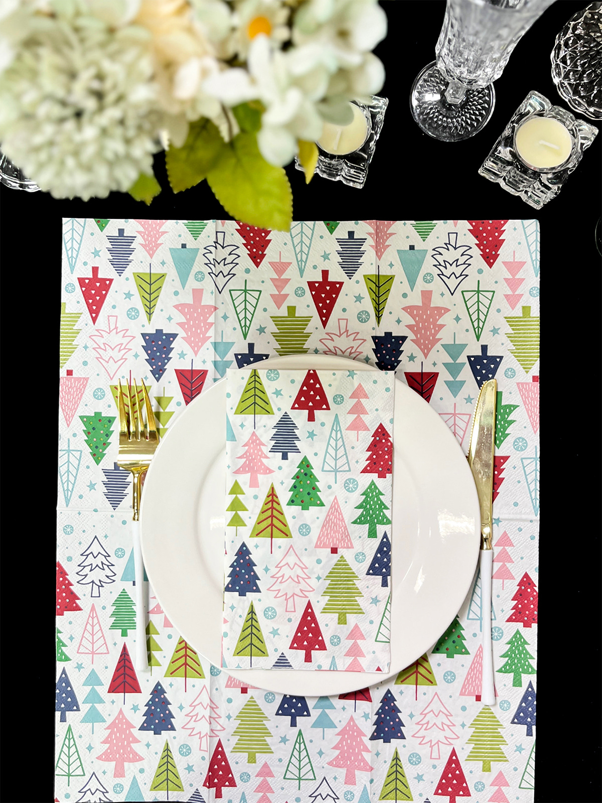 3 Ply Christmas Paper Guest Napkins, Christmas Tree Decorative Party Napkins