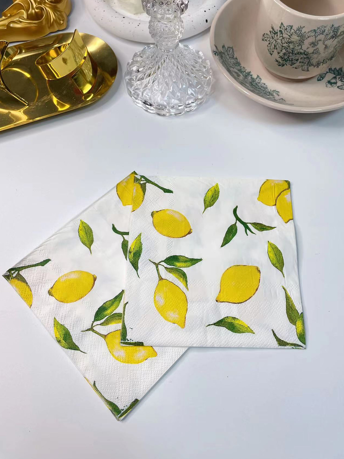 Disposable Lemon Cocktail Beverage Printing Paper Napkins,Dessert Napkin For Birthday Parties,Events