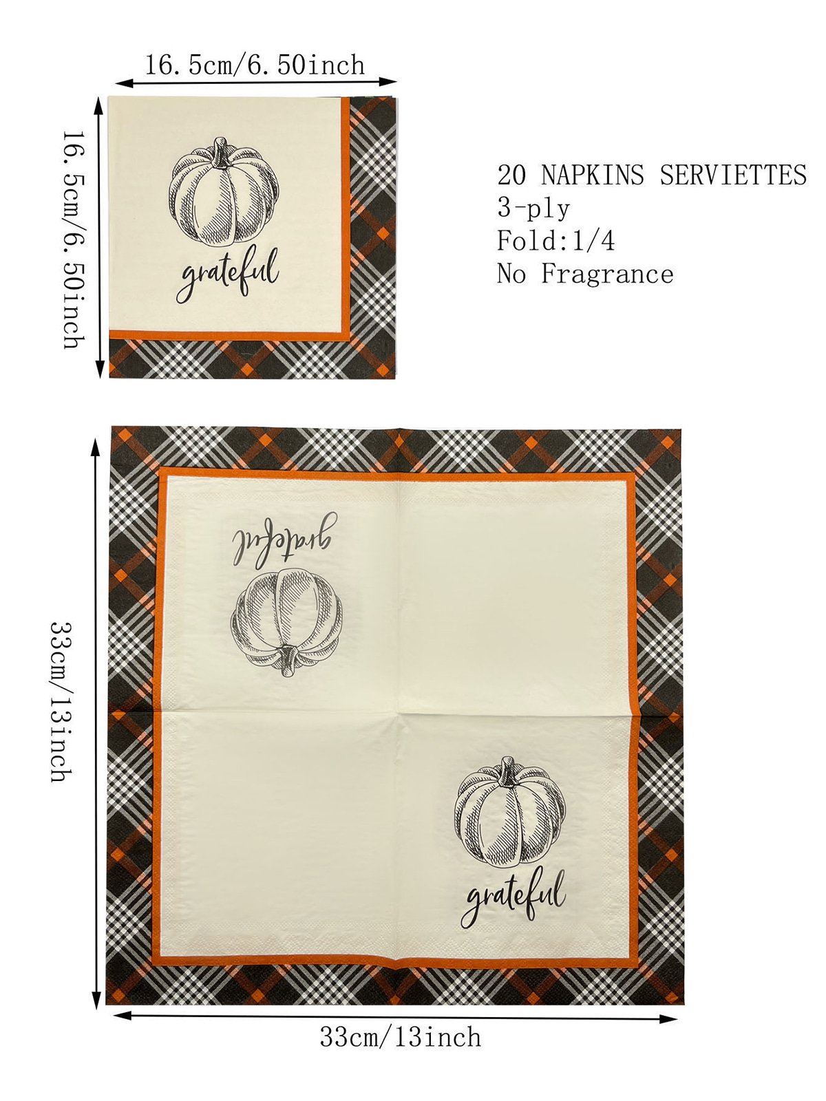 Thanksgiving Grateful Pumpkin Dinner Party Napkins