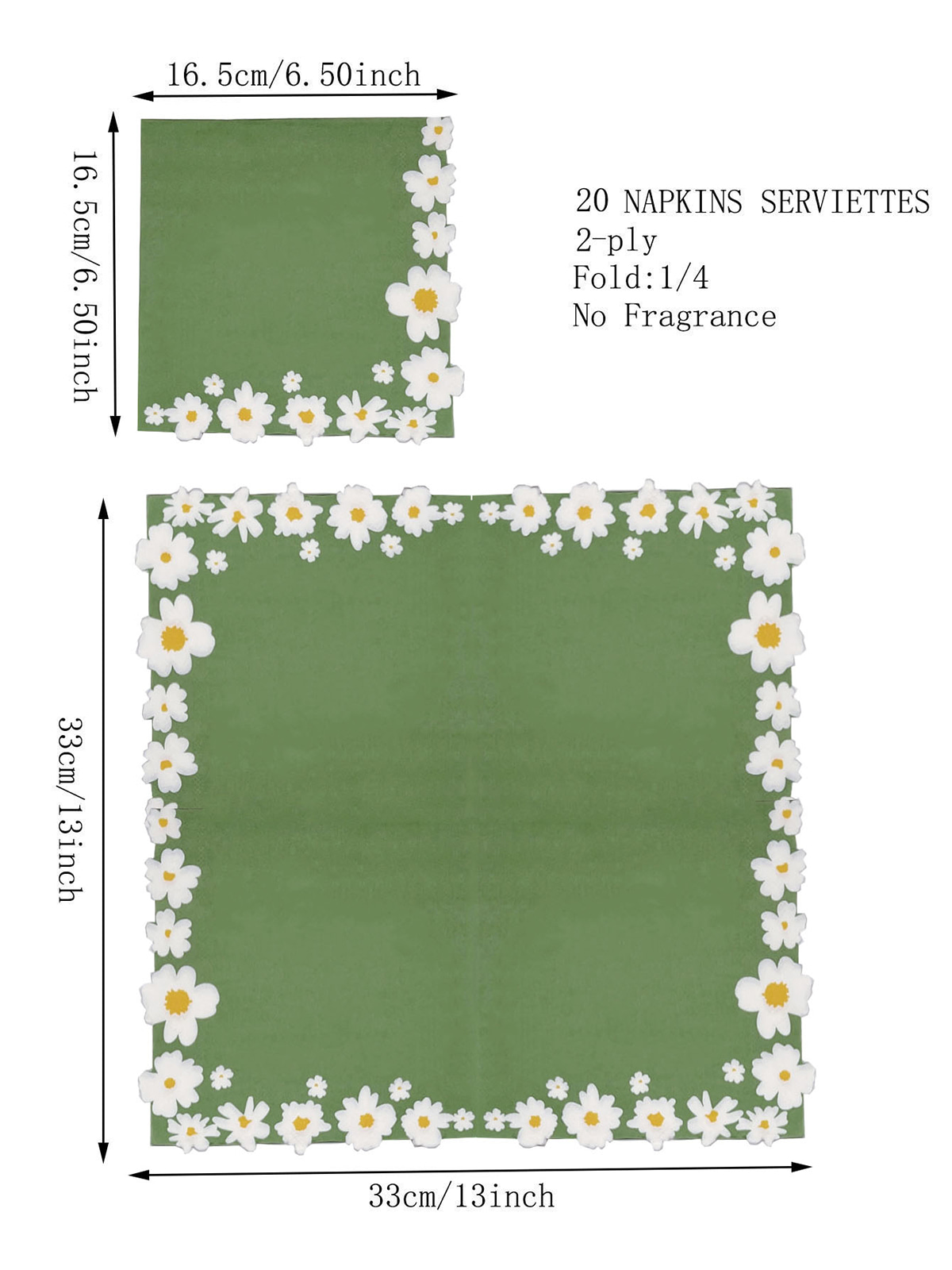 Spring Floral Edge Cutting Paper Napkins,Special Shaped Luncheon Paper Guest Towels,Green And Blue