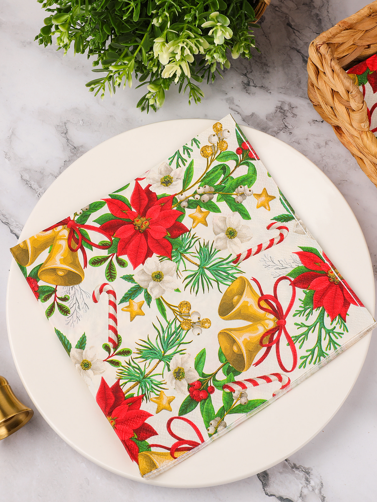 Christmas Floral Printing Napkins Disposable Paper Guest Towels Napkins For Holiday